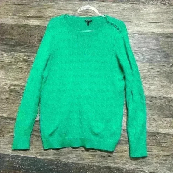 Talbots Green Cable Knit Sweater Womens XL - Picture 1 of 4